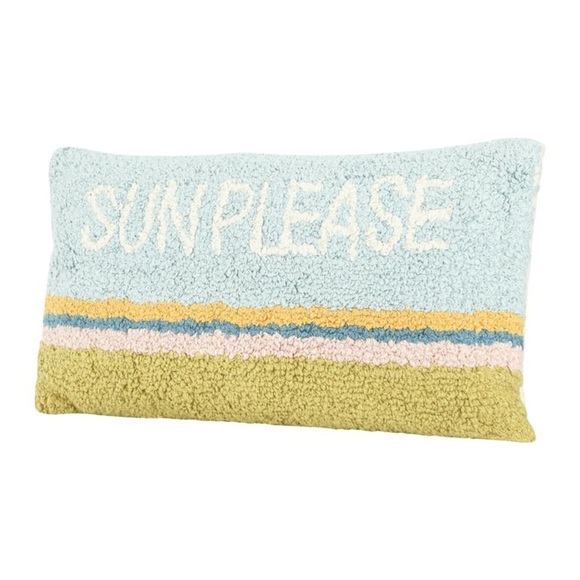 Creative Co-Op Woven Cotton Punch Hook Lumbar Pillow With "Sun Please"Multicolor - Picture 8 of 9